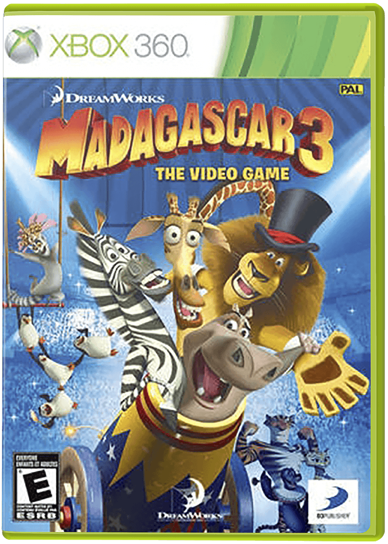 Madagascar 3 box art for Xbox 360